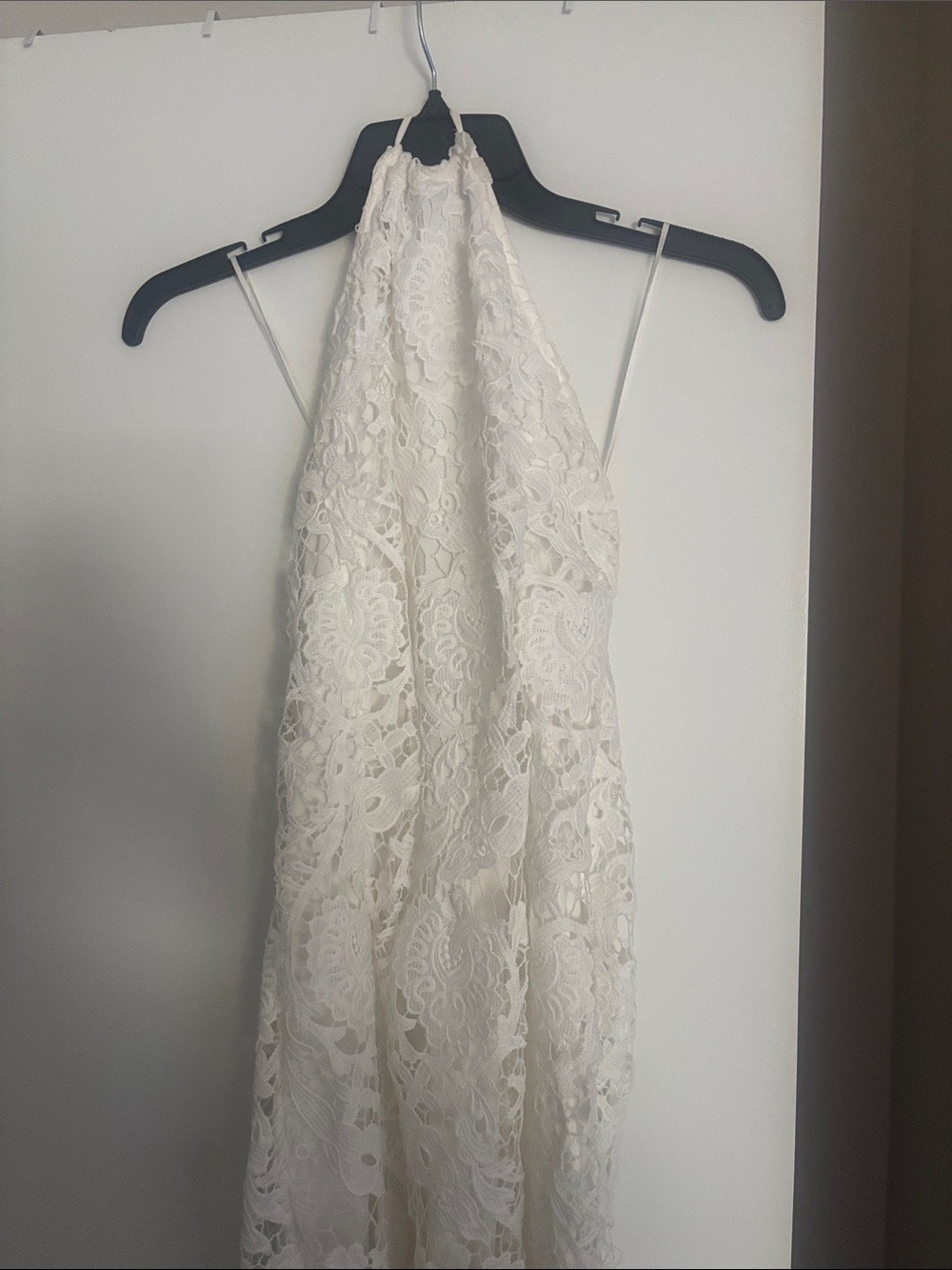 Express White Strapless Lace Halter Dress
